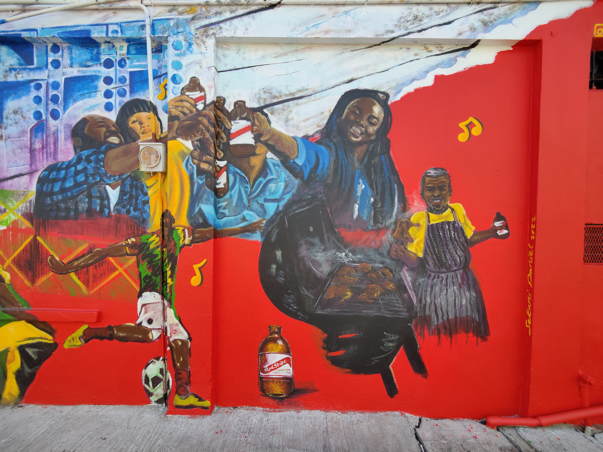 Red Stripe Mural